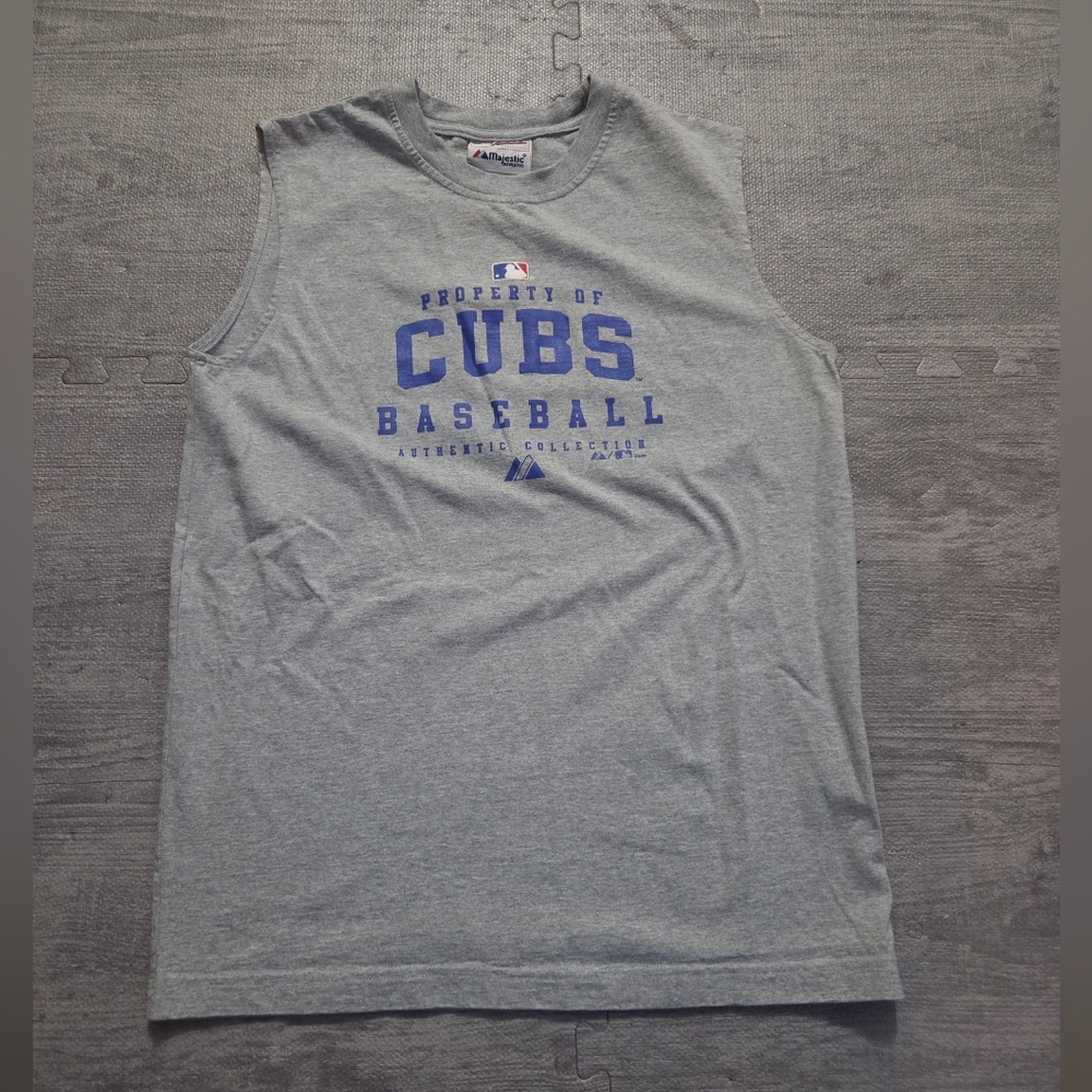 Majestic Athletic Authentic Collection Gray Chicago Cubs Tank Top EUC Size 14/16